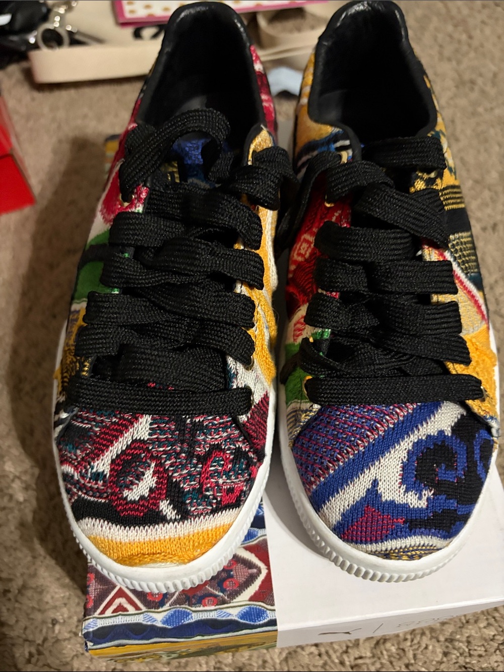 Puma Kids Multicolor Patterned Lace-Up Sneakers with Black Laces